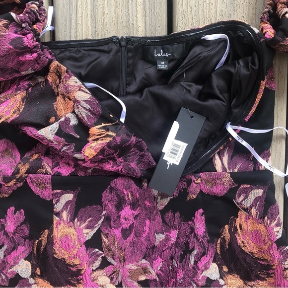 NWT Lulu's Black Floral Print Strapless Mini Dress With Lining Size M - Picture 5 of 11